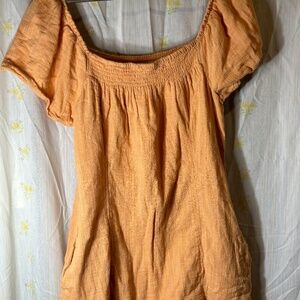 ONeill Baby Doll Dress XL Off The Shoulder Smocked Square Neck Boho/Beach